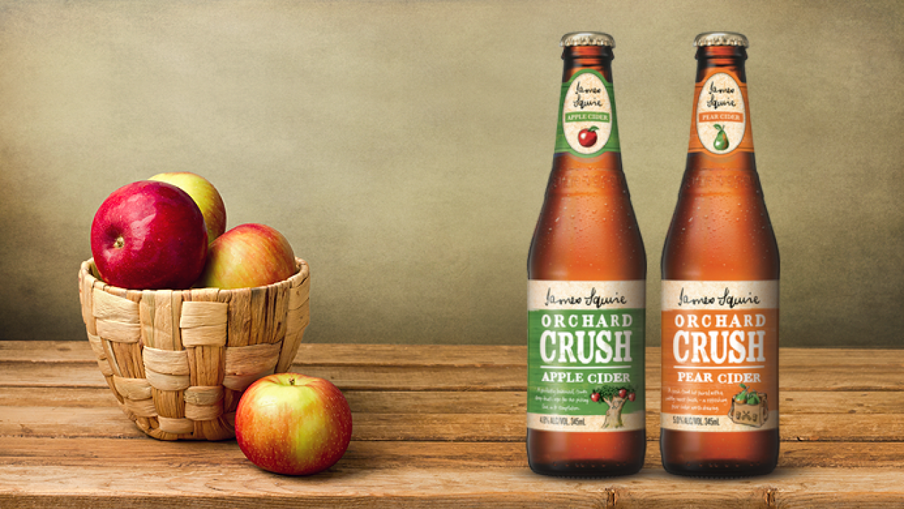 Apples and James Squire Orchard Crush cider