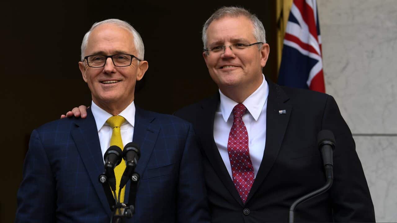 Former prime minister Malcolm Turnbull with his then Treasurer Scott Morrison.