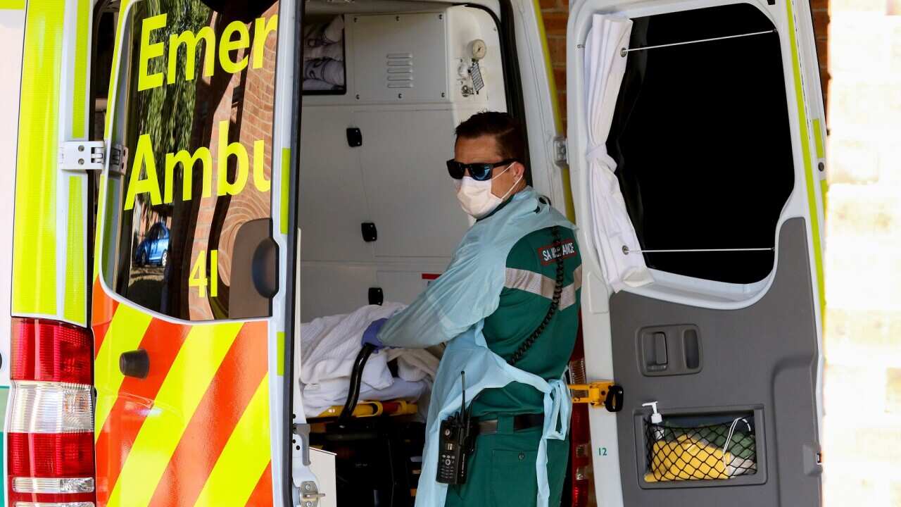 A paramedic outside Mount Barker Hospital in Adelaide