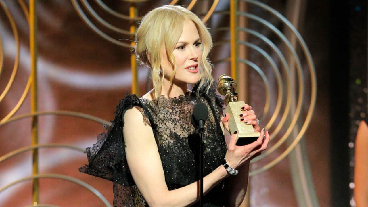 Nicole Kidman accepts a Golden Globe for her role in Big Little Lies