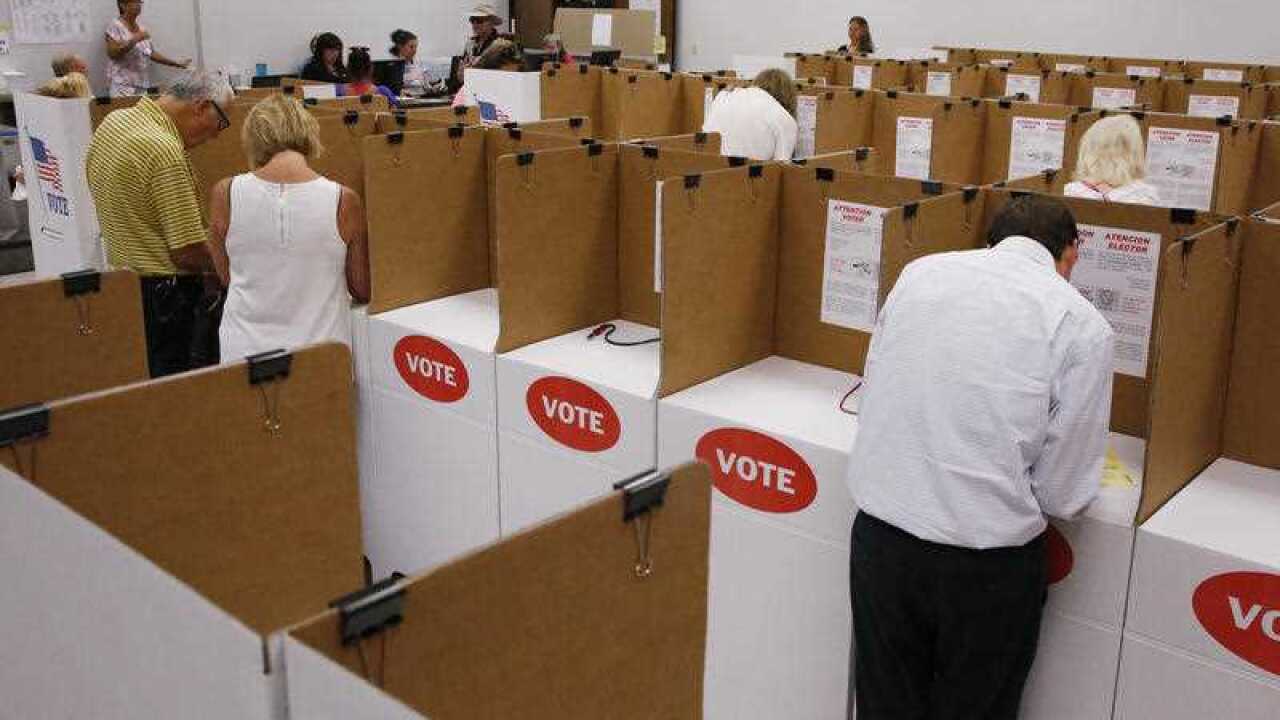 People vote at the Oklahoma County Board of Elections 