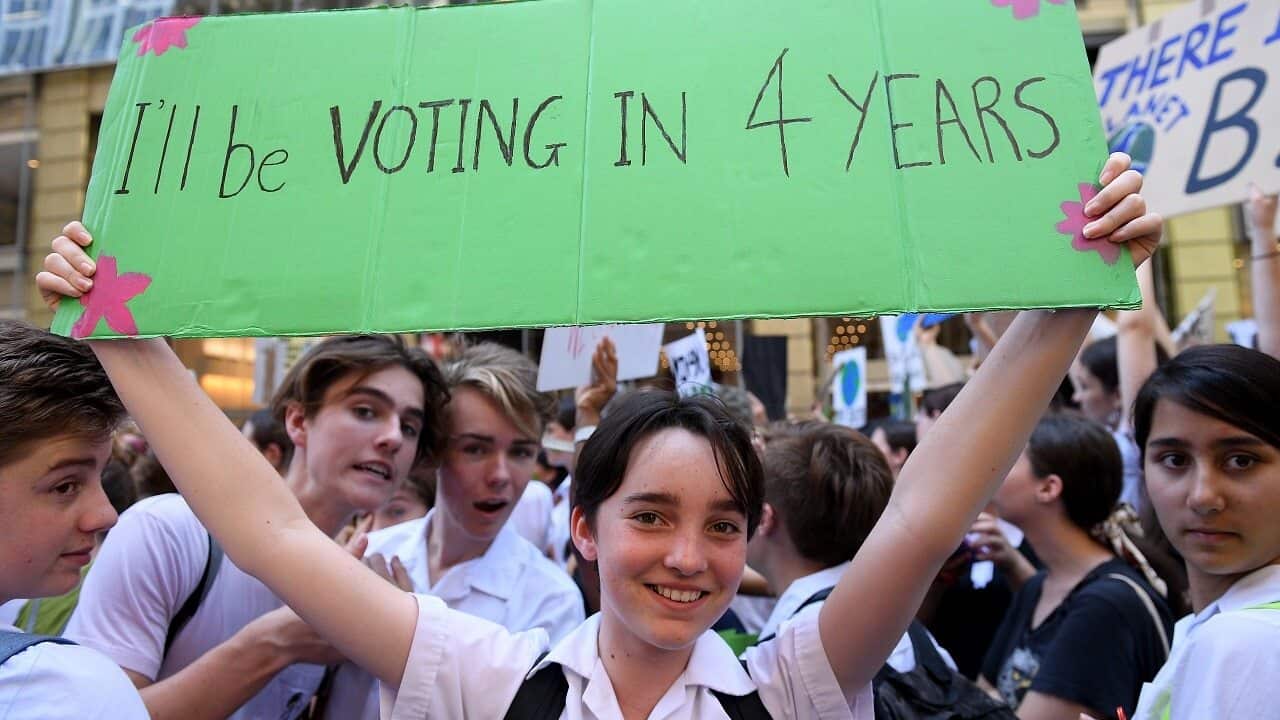 Emma Teffer of Burwood Girls High during the December protest.