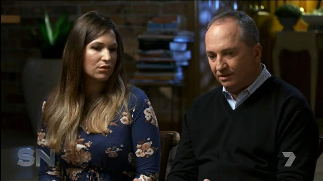 Screenshot from the Sunday Night interview of Vikki Campion and Barnaby Joyce 
