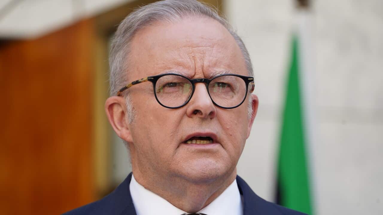 A close-up of Anthony Albanese speaking.