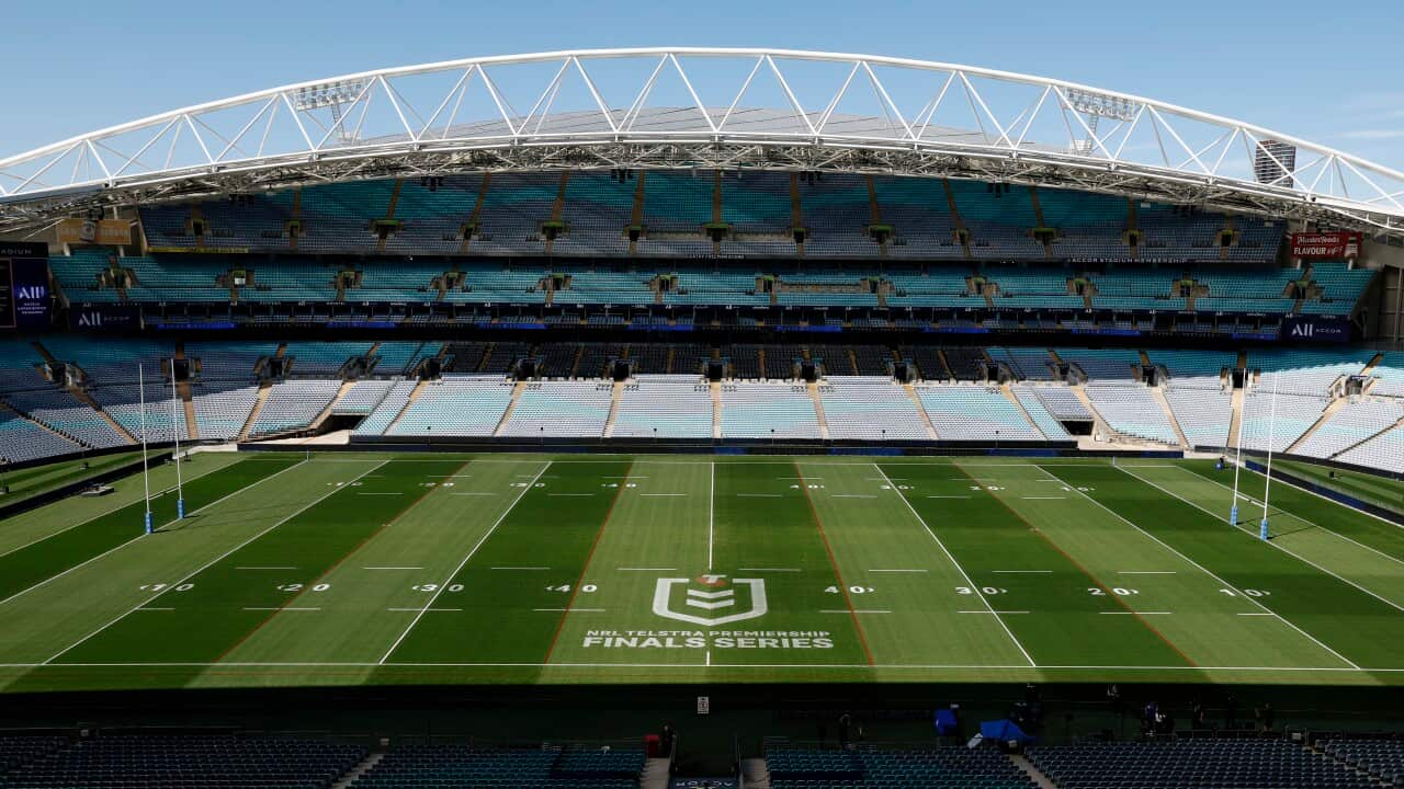 A large empty sports stadium