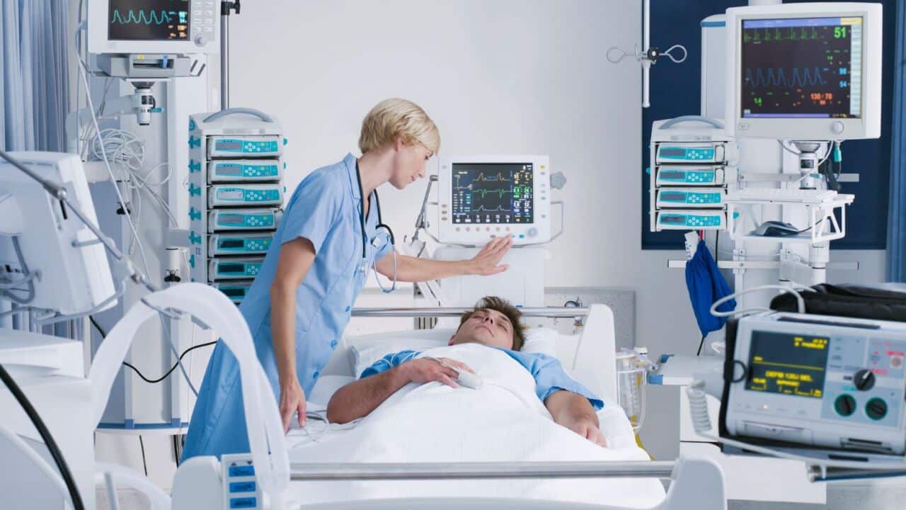 A patient in intensive care.