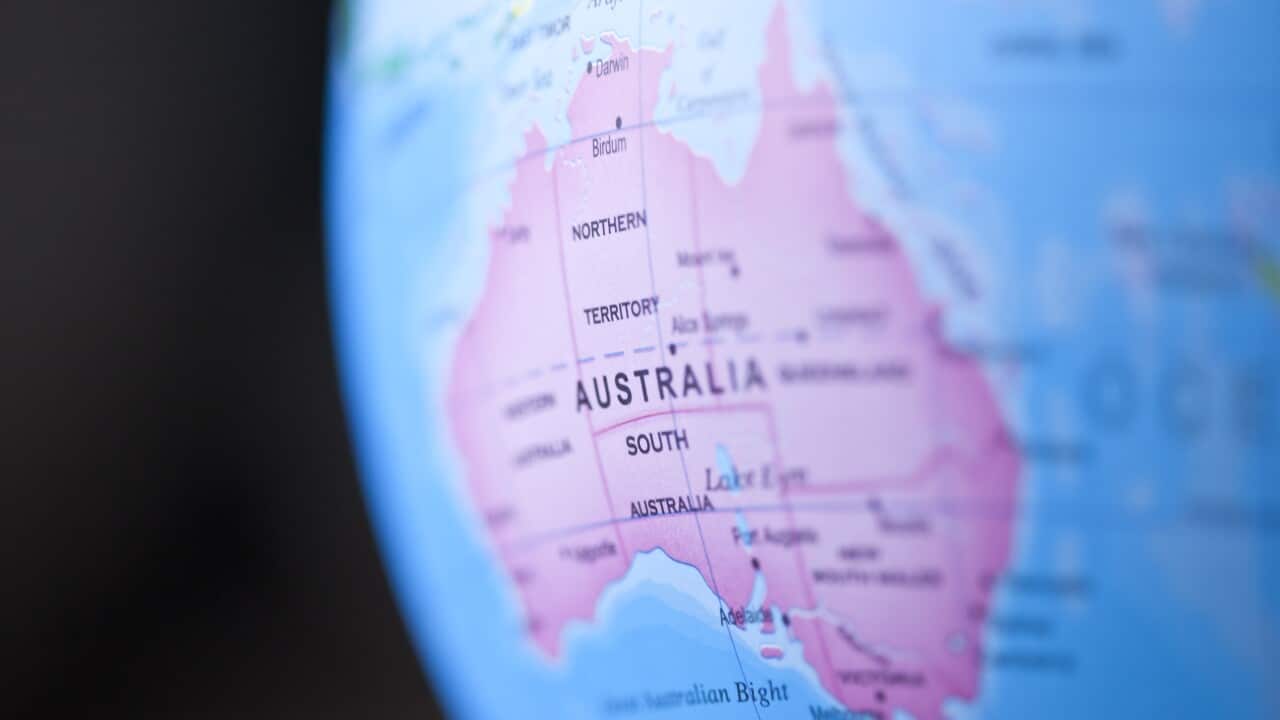 Close-up of Australia on globe