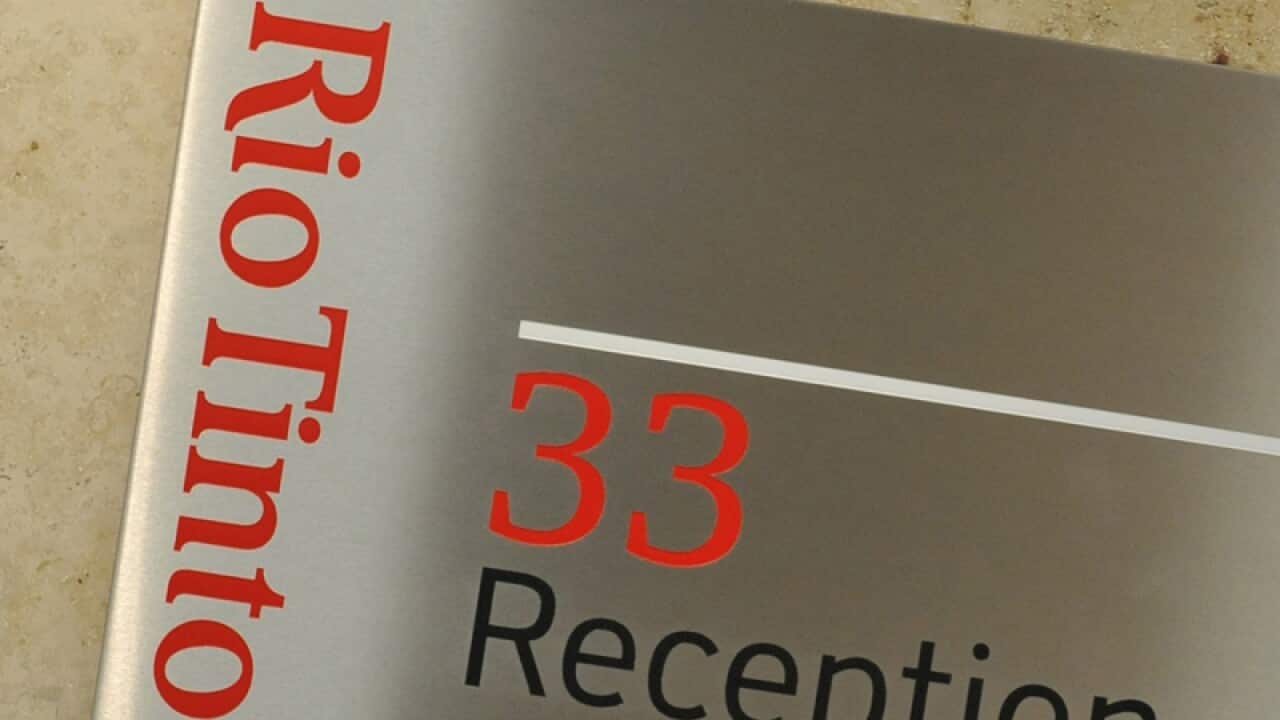 Signage at the HQ of mining mulit-national Rio Tinto in Melbourne