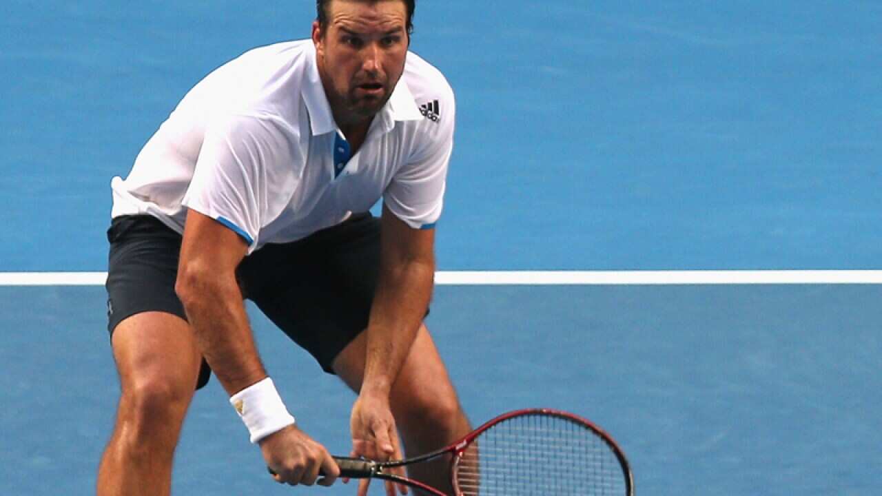 Pat Rafter in action at the Australian Open