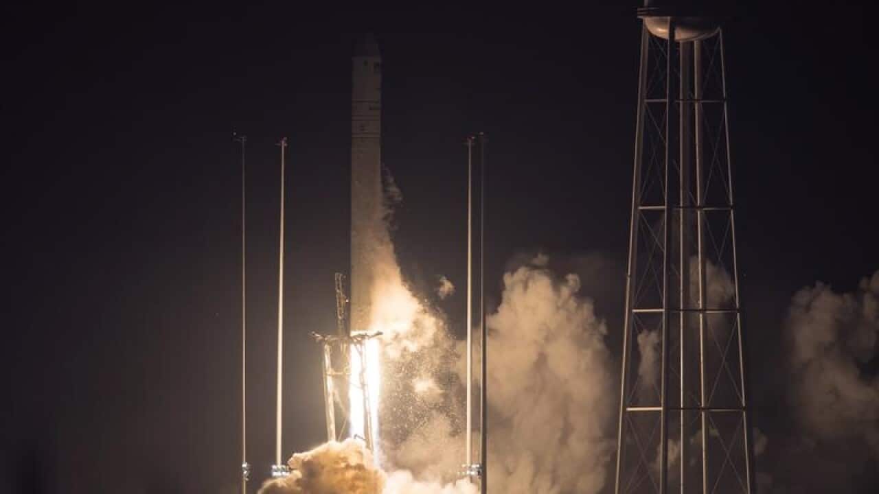 Launch of Orbital ATK Antares rocket to the ISS.