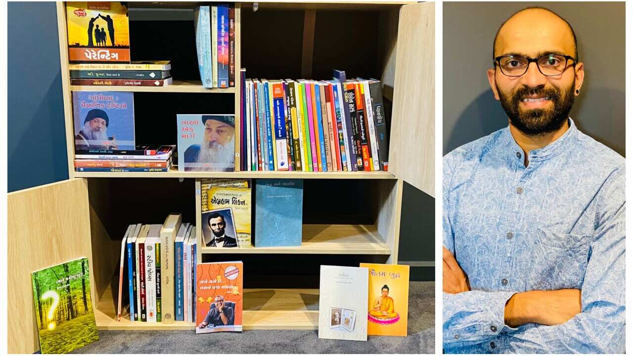 Melbourne resident Nitin Patel runs Gujarati library at his home.
