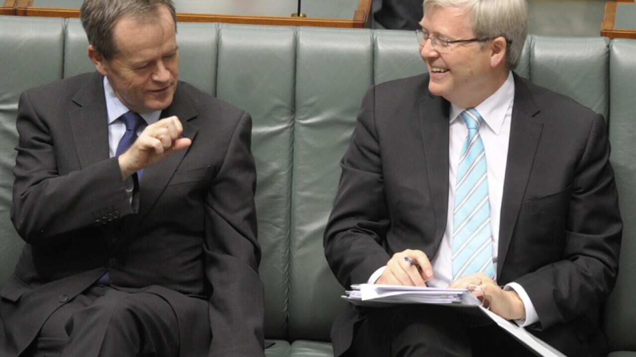 Bill Shorten (L) and Kevin Rudd