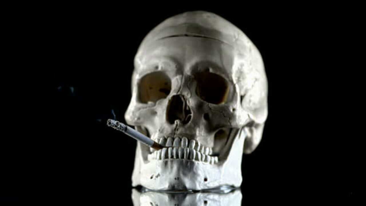 A skull smoking
