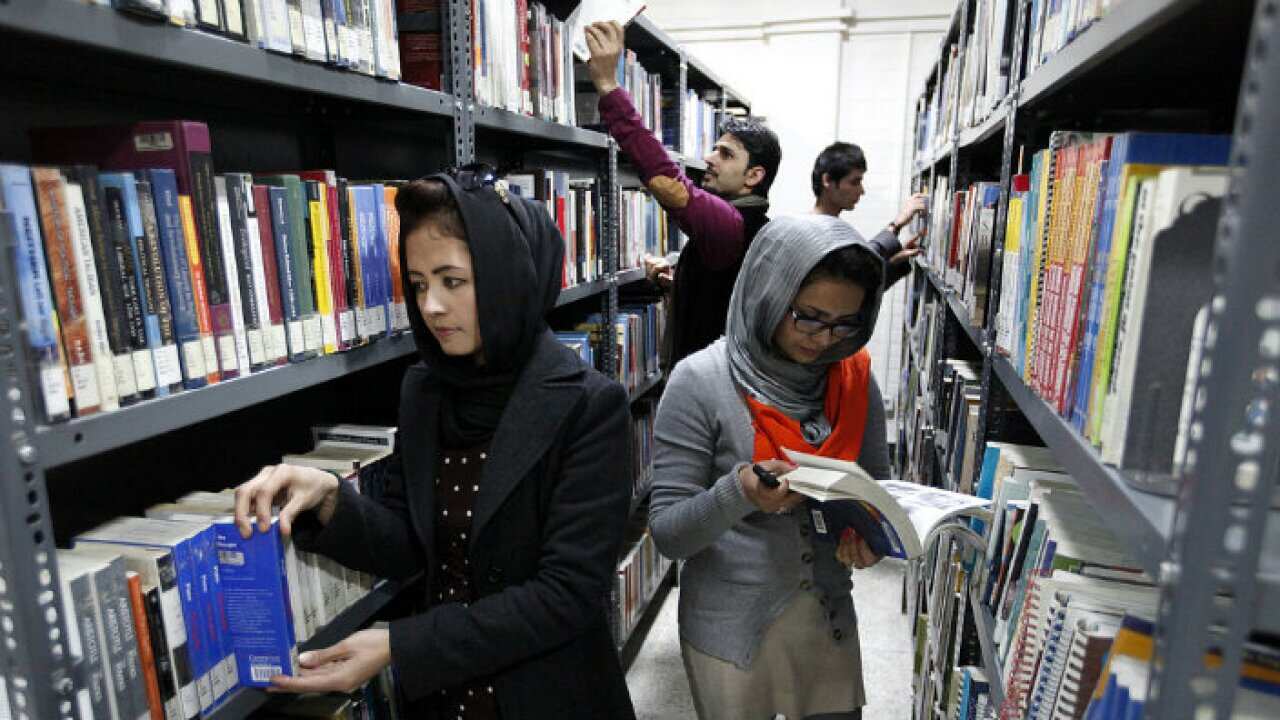 Afghan women in the library.