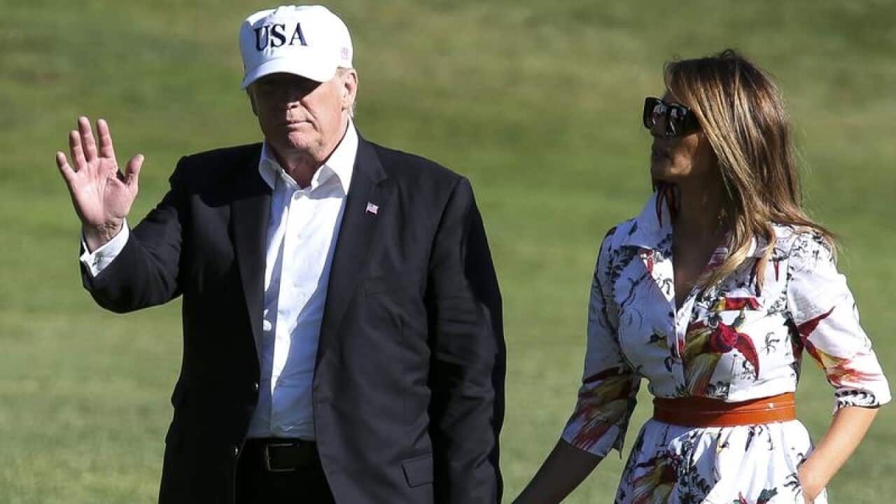 President Trump and first lady Melania return to the White House