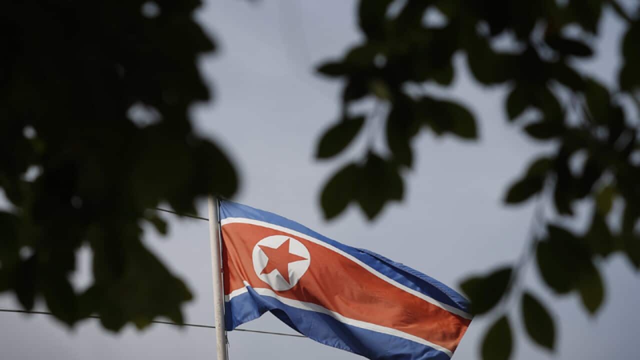 A North Korean flag