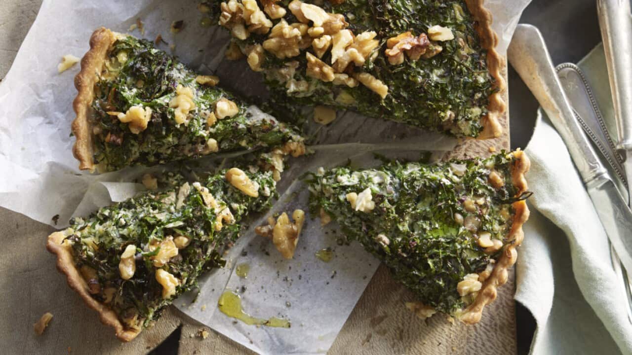 Kale and walnut tart 