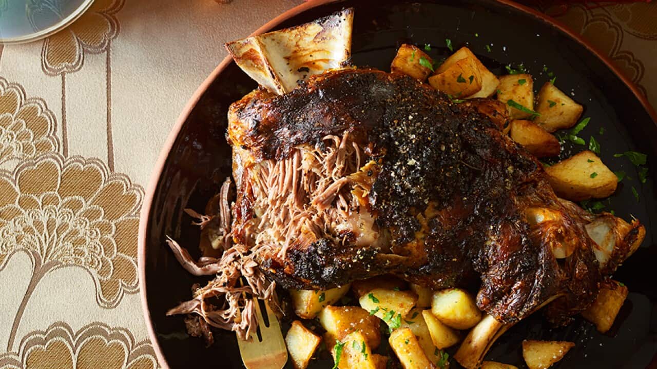 Roast lamb (cordero asado)