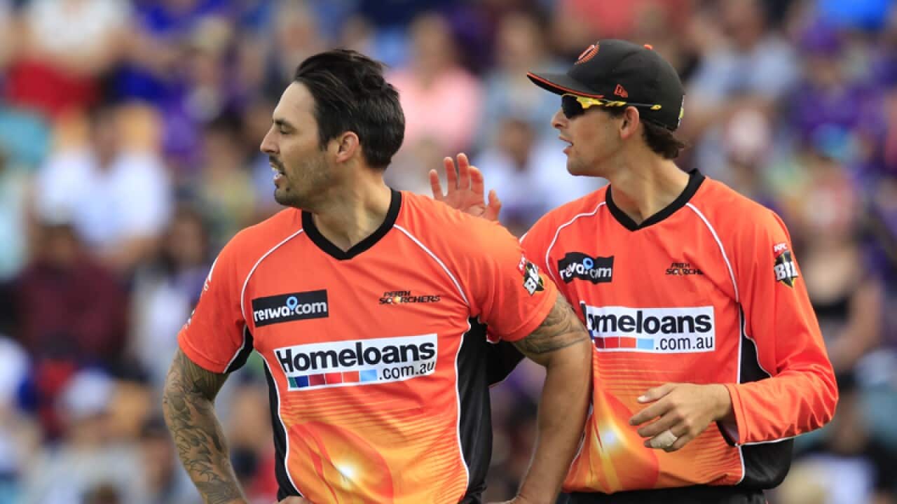 Mitchell Johnson (left) and Ashton Agar