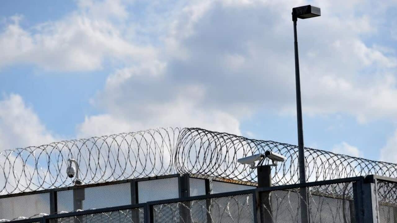 The perimeter fence at Silverwater jail in Sydney's west