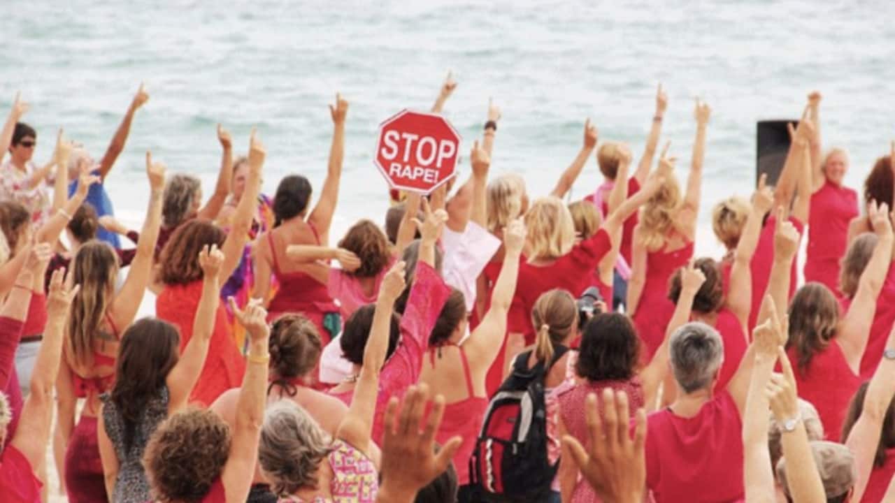 V-Day Byron Bay host an annual flash mob on 14 February to raise awareness of violence against women.