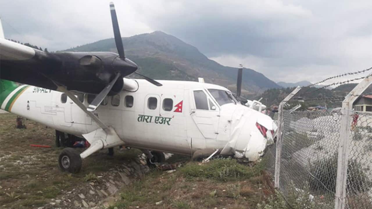 A Tara Air plane shot off the runway and crashed into a fence after its front wheel exploded while landing in Jumla Airport on 9 June 2018.