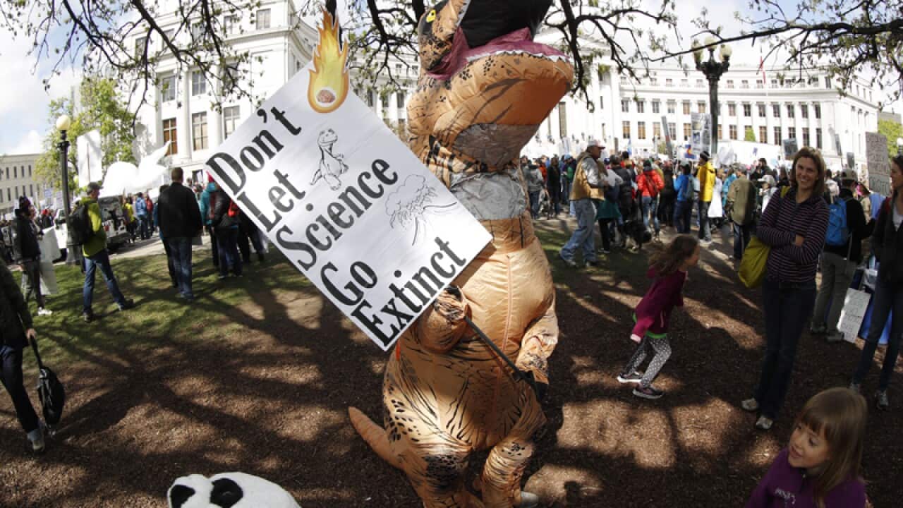 Protesters during a march for science