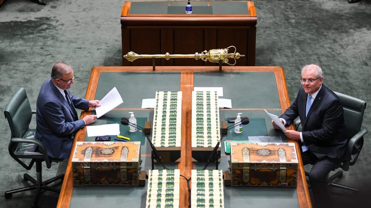 Prime Minister Scott Morrison and Australian Opposition Leader Anthony Albanese.
