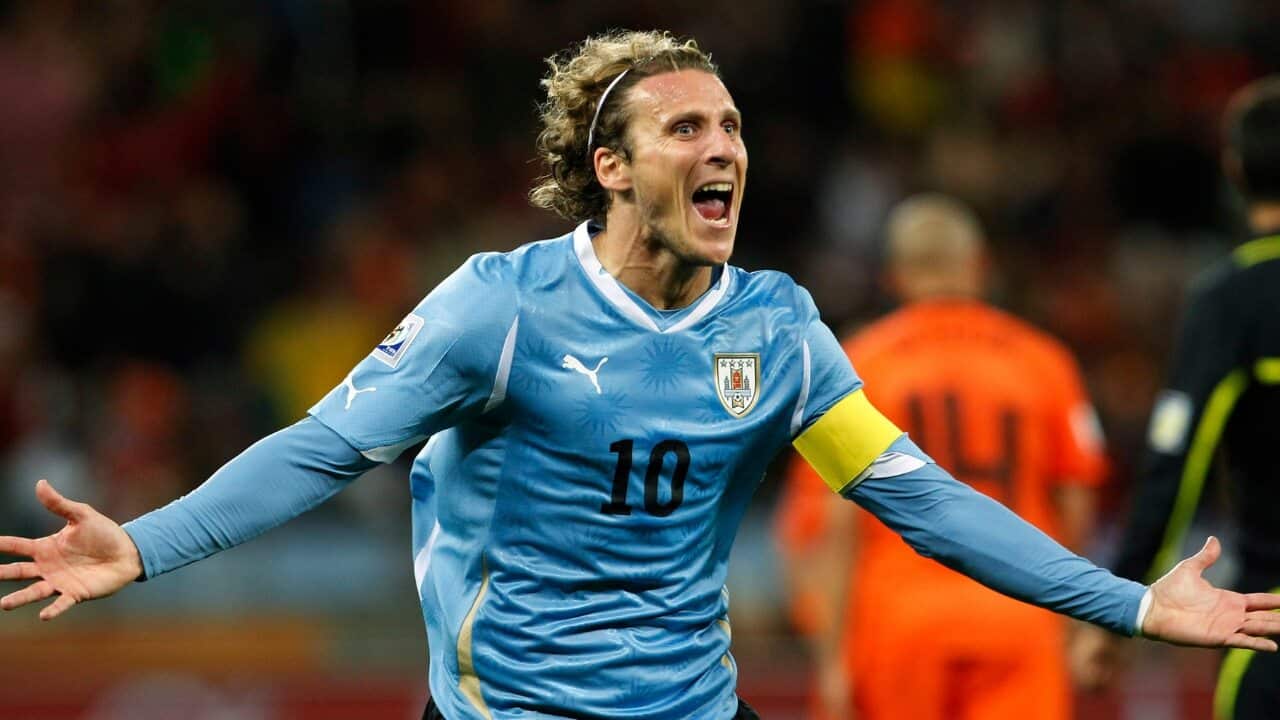Diego Forlan in action for Uruguay