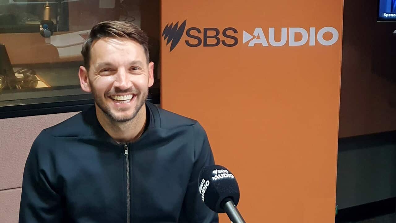 A-league star Milos Ninkovic during his first post-retirement interview in the SBS studio