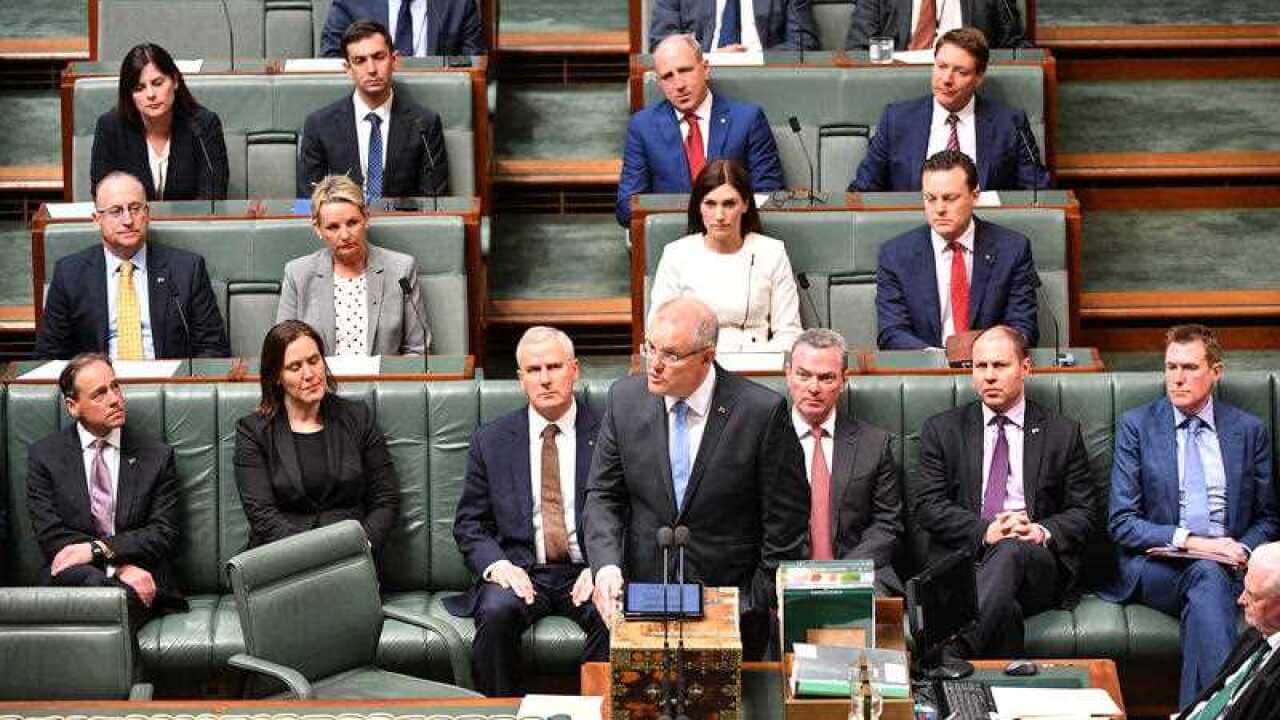 Prime Minister Scott Morrison delivers the National Apology to survivors of child sexual abuse in the House of Representatives at Parliament House in Canberra, Monday, October 22, 2018.