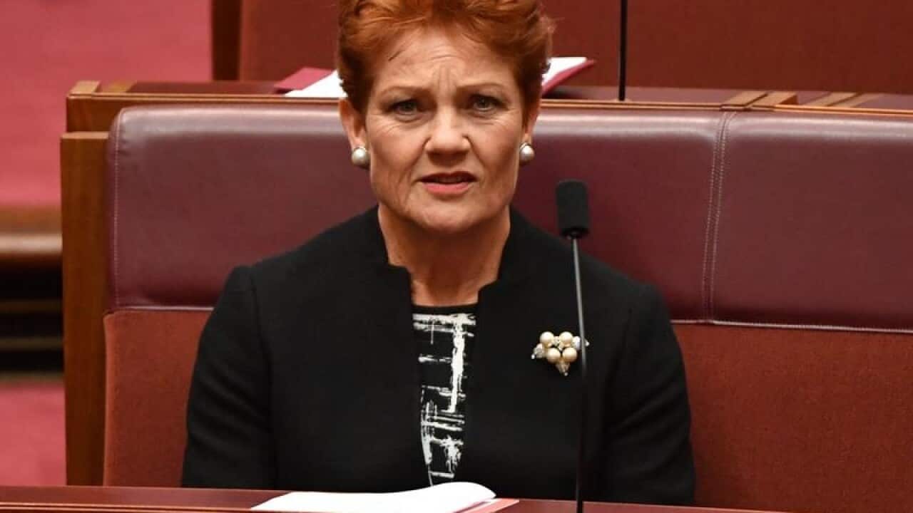 Pauline Hanson at Parliament House in Canberra.