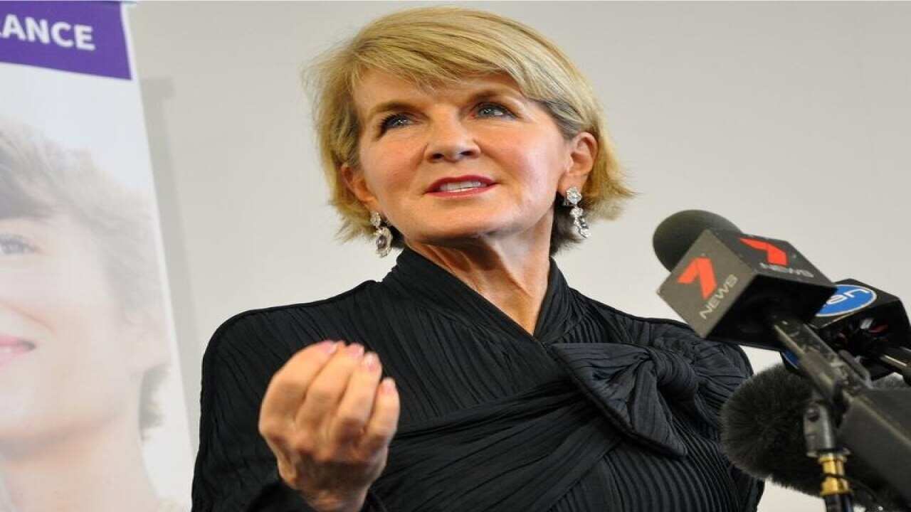 Former minister for foreign affairs Julie Bishop speaks to media.