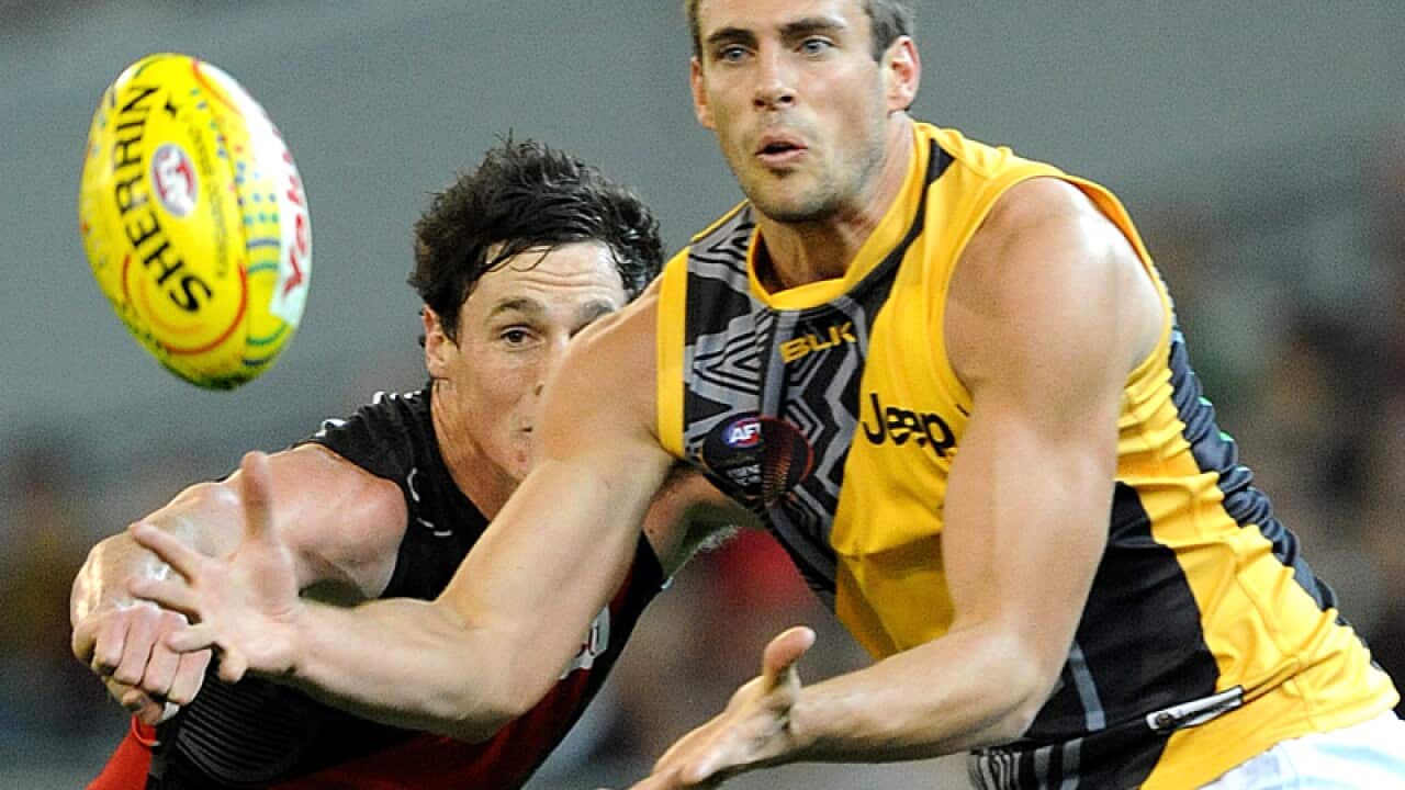 Shaun Hampson of Richmond takes a mark