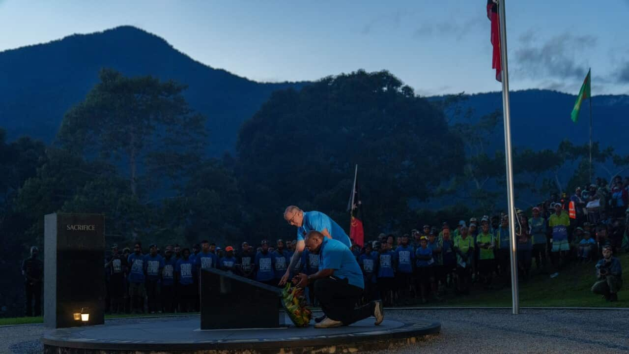 Anthony Albanese and James Marape at the dawn service at Isurava (SBS) .jpg