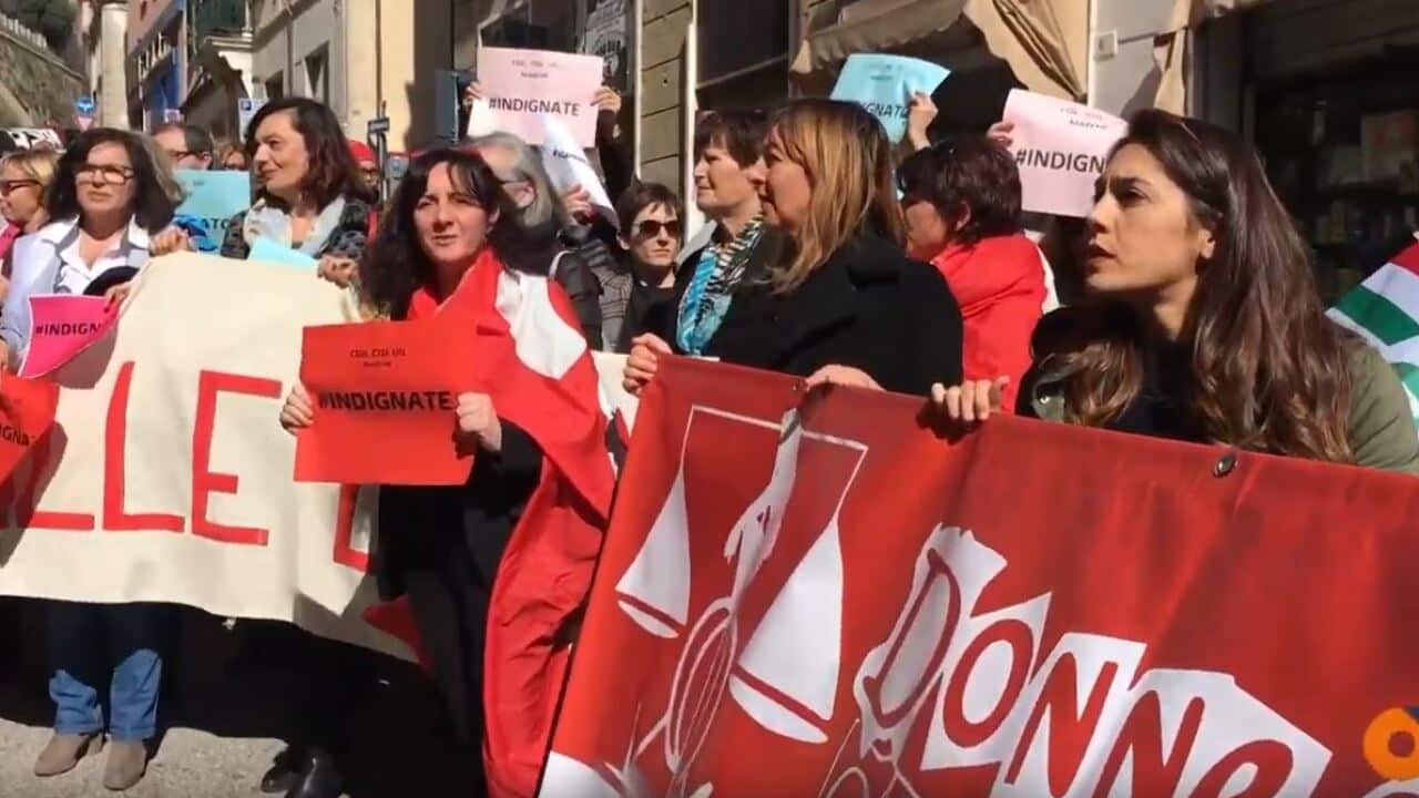 Protesters in Italy.