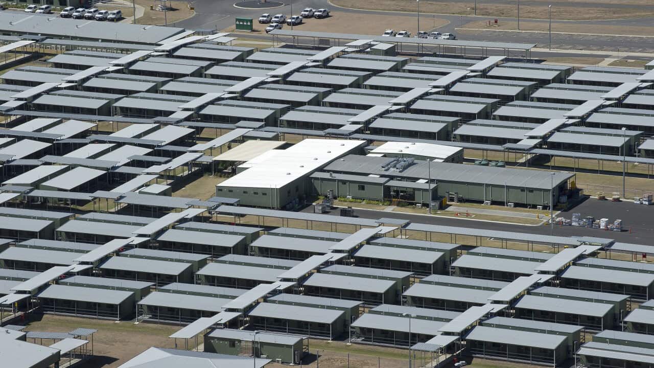 Queensland Gas Company's (QGC)  workers camp at the Ruby Jo Coal Seam Gas Central Processing Plant near Chinchilla in the Surat Basin, Queensland, Wednesday, Oct 23, 2013. The camp houses around 1100 workers in airconditioned demountables. (AAP)