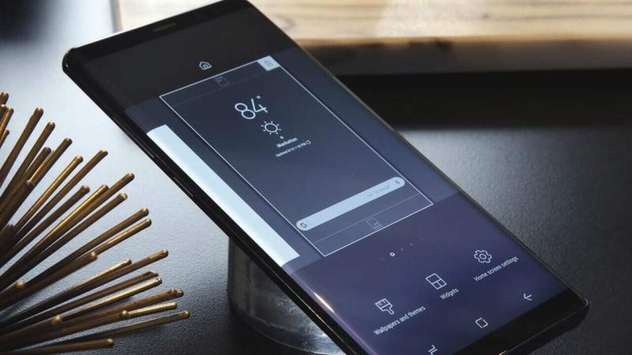 a Samsung Galaxy Note 8 on display