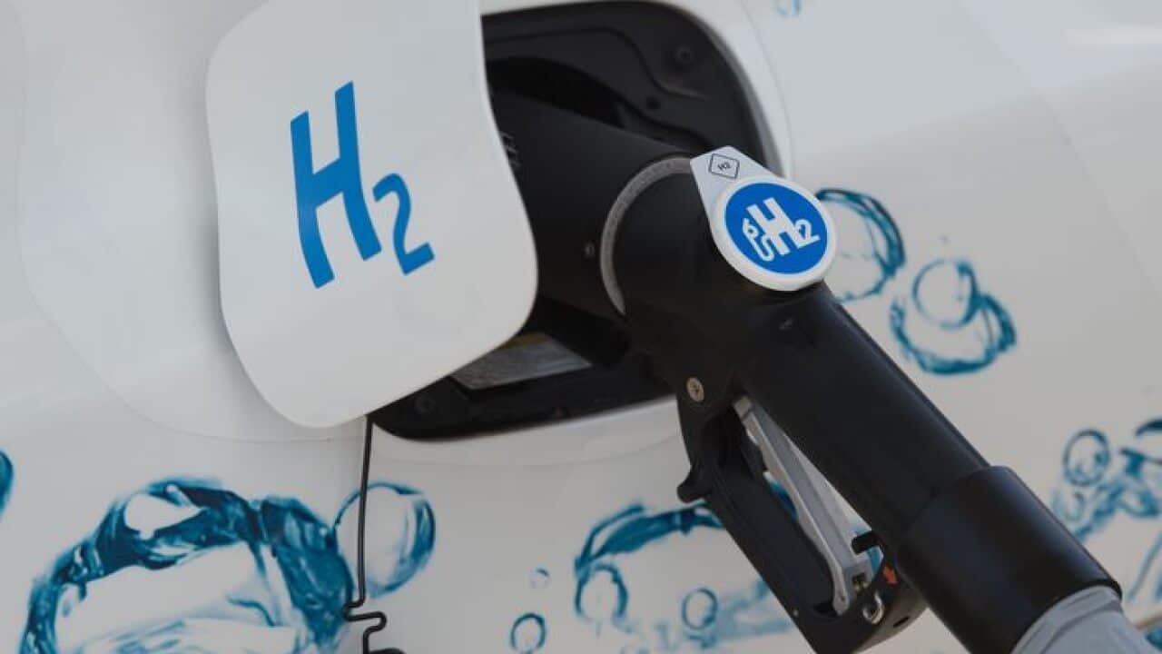 A nozzle at a hydrogen filling station in Germany