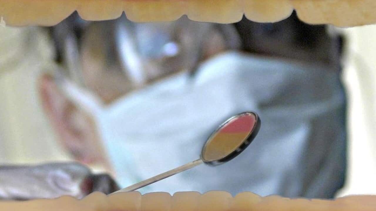 Patient having dental check up