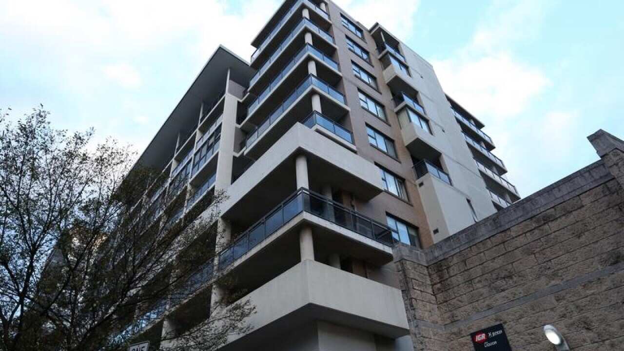 An outside view of Mascot Towers.