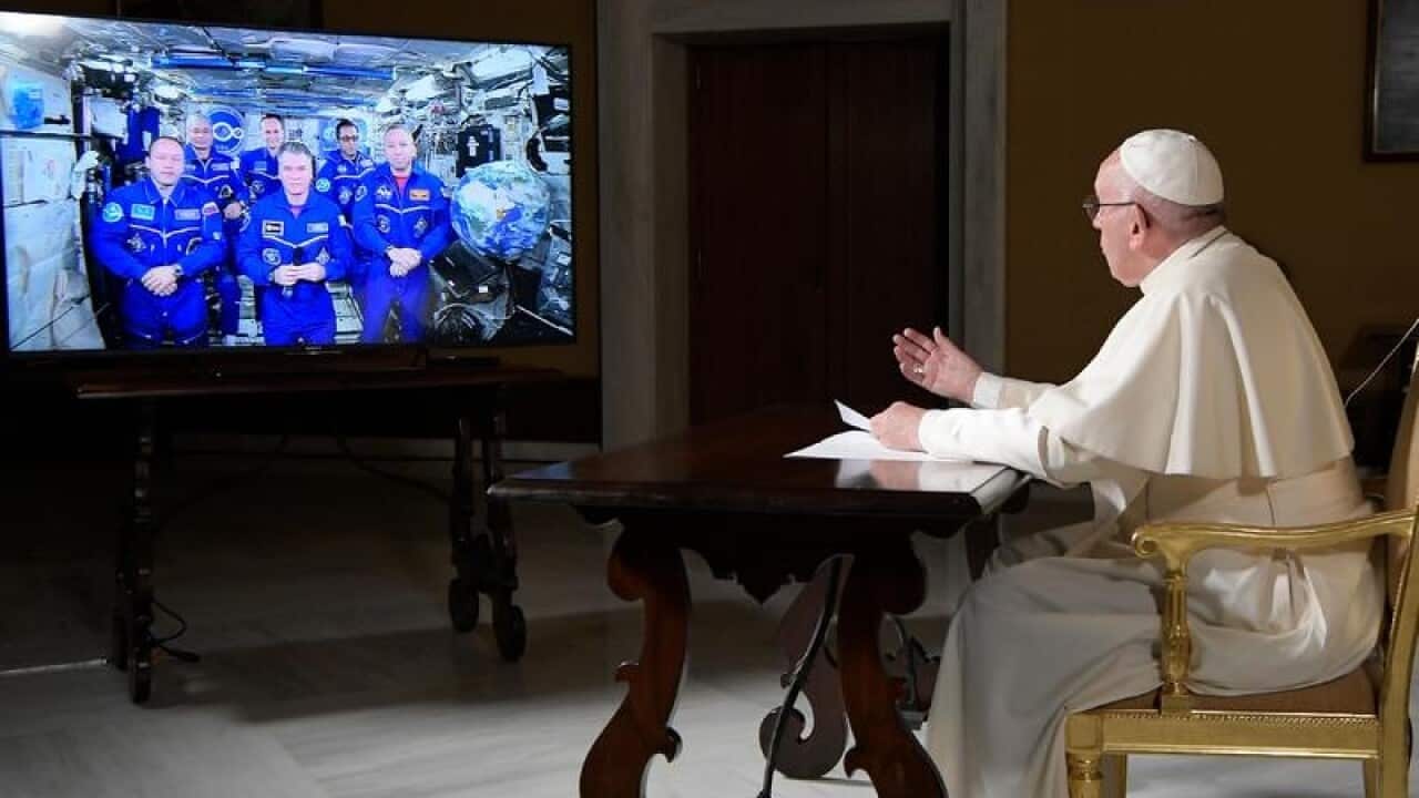 Pope Francis video-called astronauts.