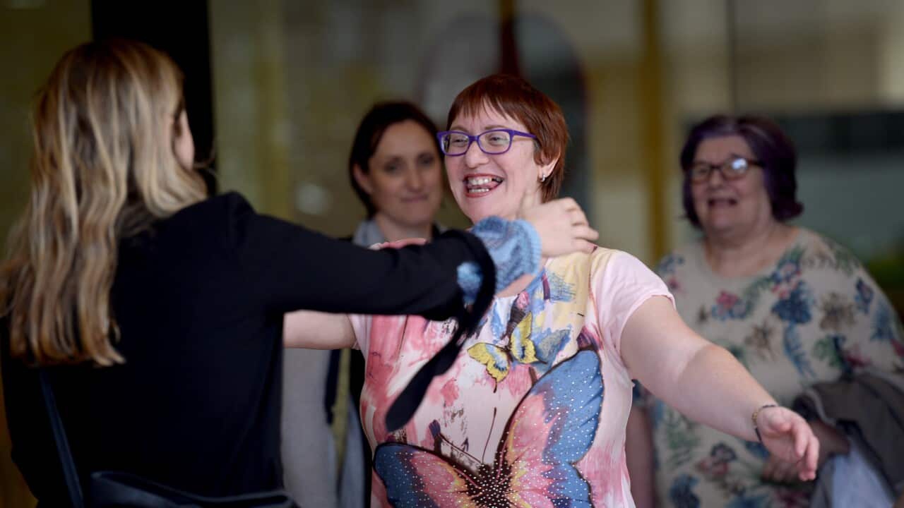 Jeni Haynes leaves the Downing Centre District Court in Sydney, Friday