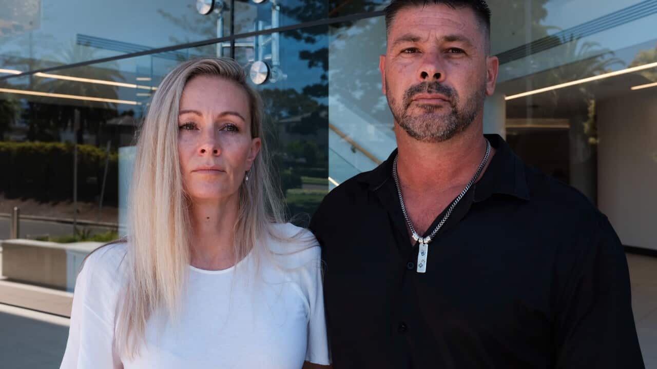 Bailey Mackander's stepmother Melissa and father David outside the NSW Coroner's Court after their son's inquest concluded on 15 December 2021.
