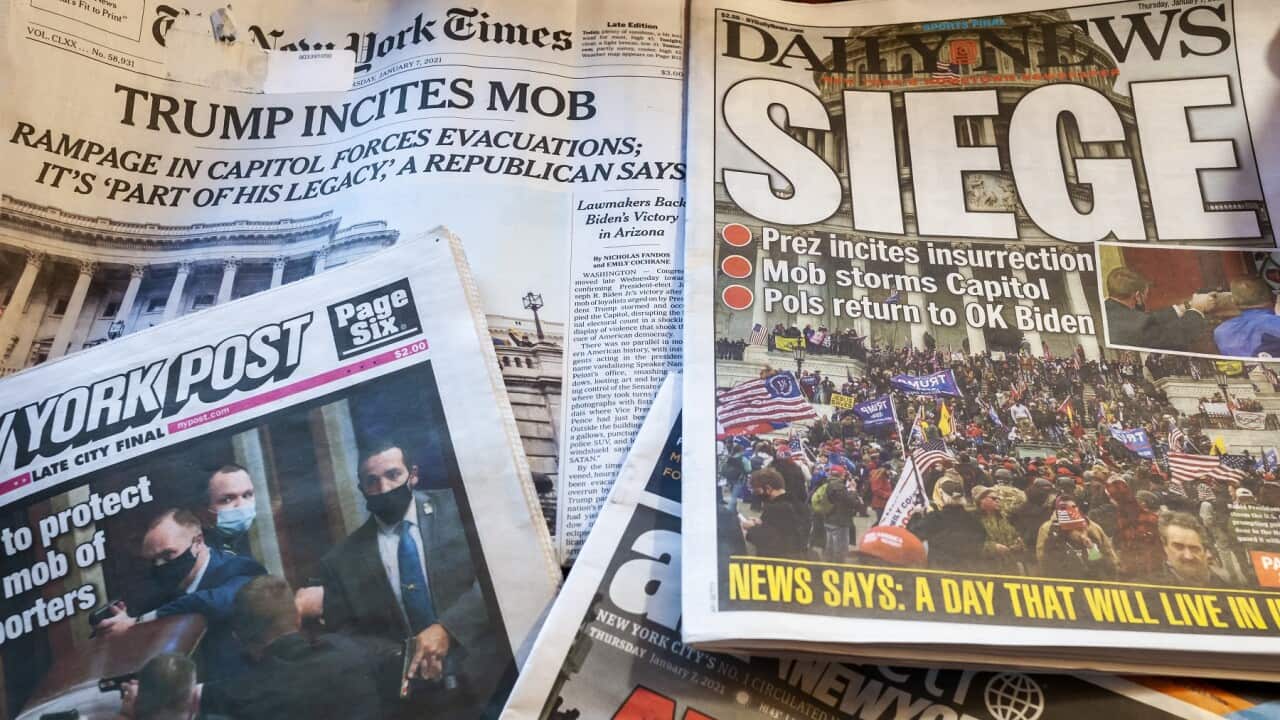 New York newspapers report on the attack on the US Capitol by Trump supporters