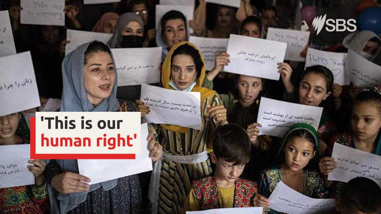 Afghan women protest for rights to work and education