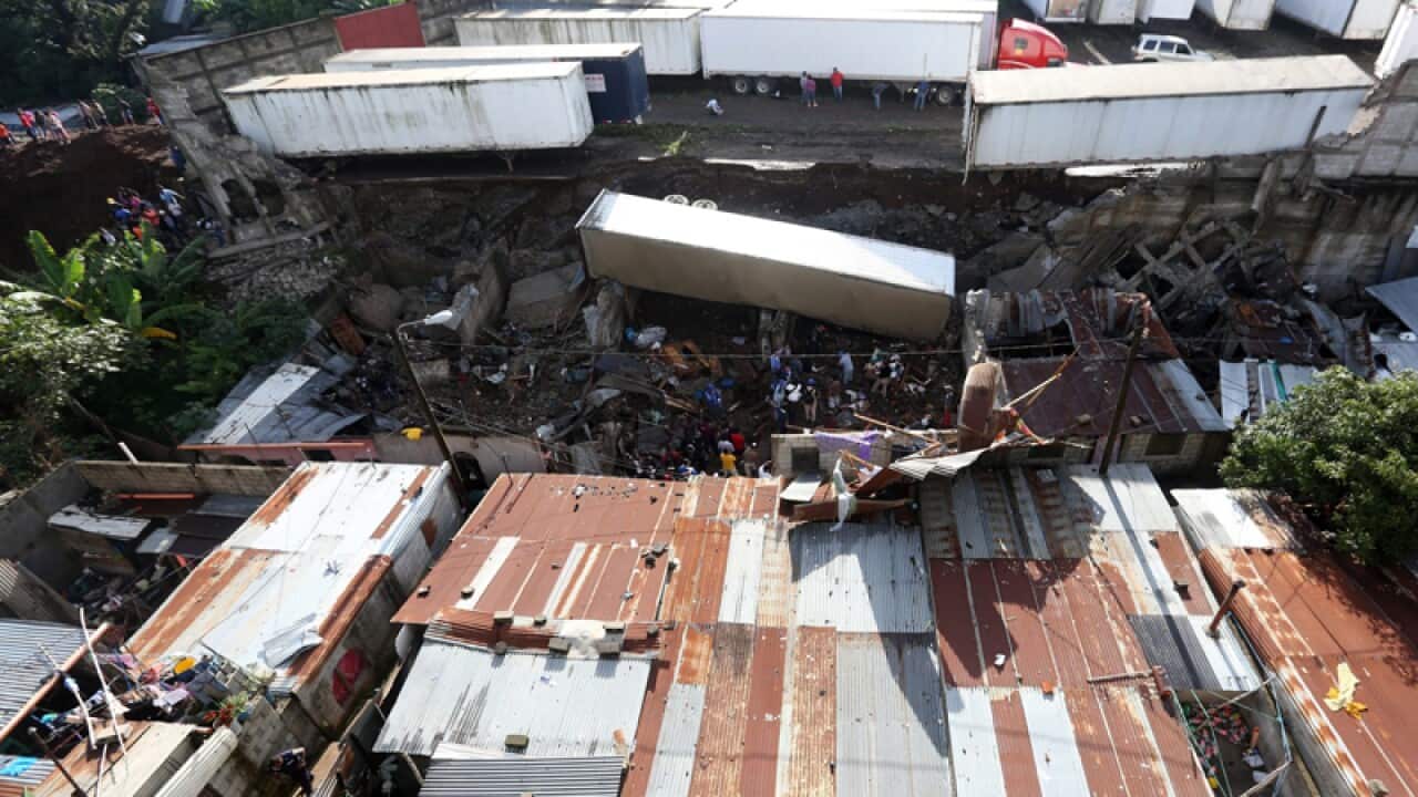 The area affected by a landslide in Villa Nueva