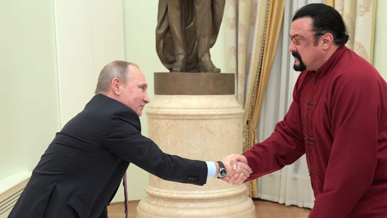 US action-movie star Steven Seagal has previously received a Russian passport from President Vladimir Putin.