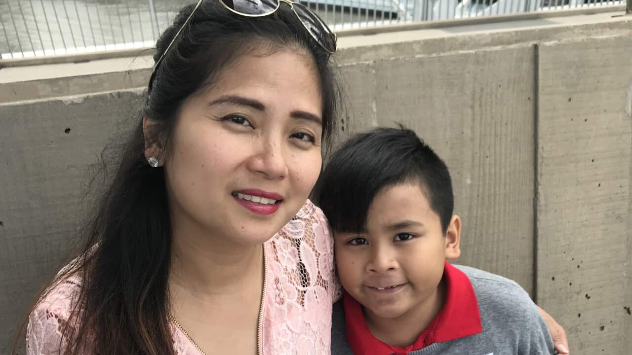 Bernadette Romulo and Australian-born son Giro.