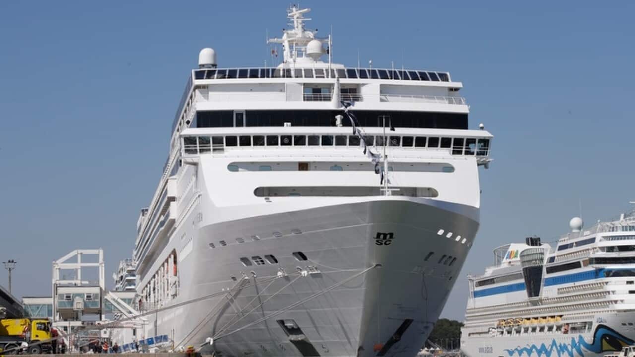 The MSC Opera cruise ship is moored at the Venice harbor, Italy, Sunday, June 2, 2019.